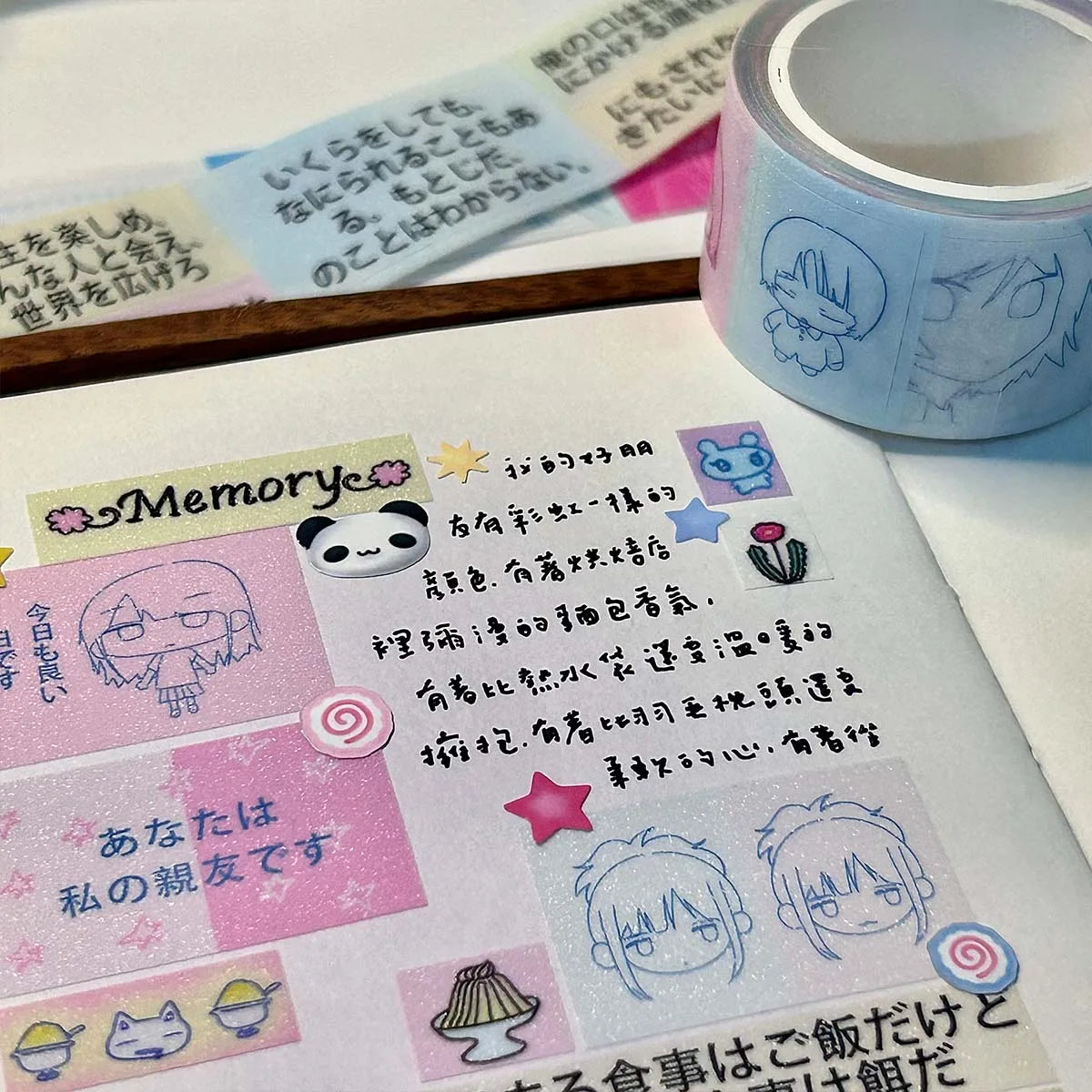 Kawaii Shiny PET Characters Washi Tape Deco Stickers for Scrapbooking