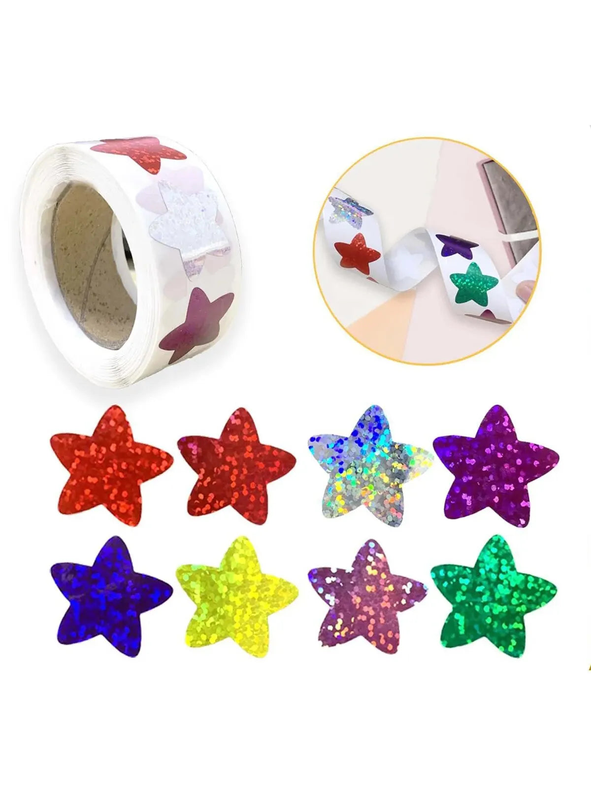 500 Holographic Venus Stickers Per Roll-Perfect for Children's Reward