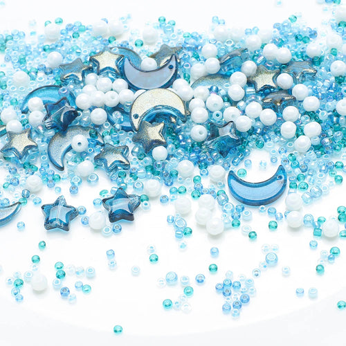 Mixed Star Moon Crystal Glass Beads Seedbeads Loose Round Pearl for