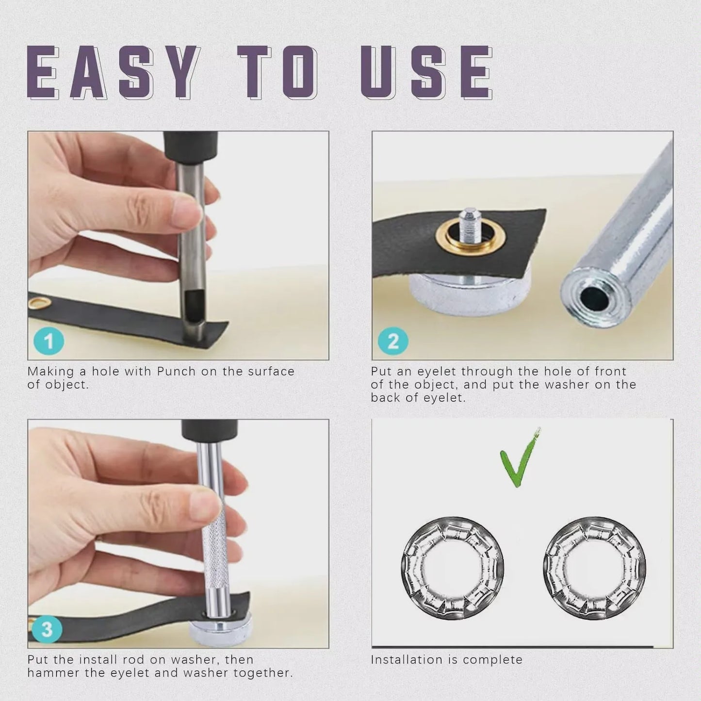Grommet Tool Kit 100 Sets Grommets Eyelets 6mm 10mm 12mm 14mm Inside