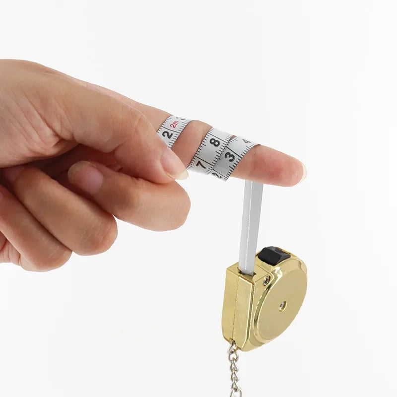 Portable Mini Tape Measure Retractable 2m Mild Steel Keychain Design