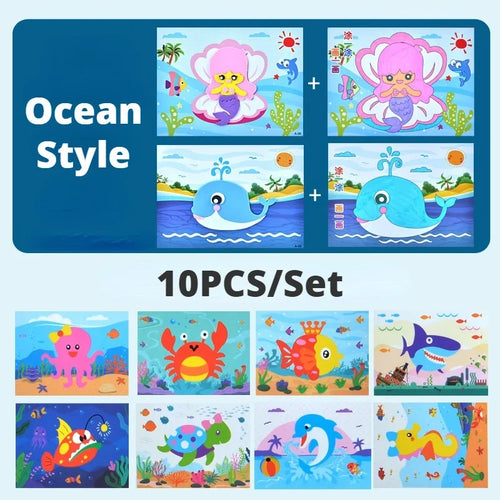 10Pcs 3D EVA Foam Sticker Puzzle Game DIY Cartoon Animal Craft Toys