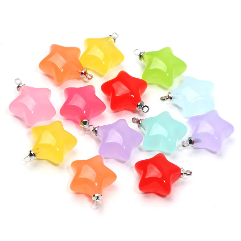 10pcs/lot Mixed Resin Star Charms For Diy Bracelets Necklaces Earrings