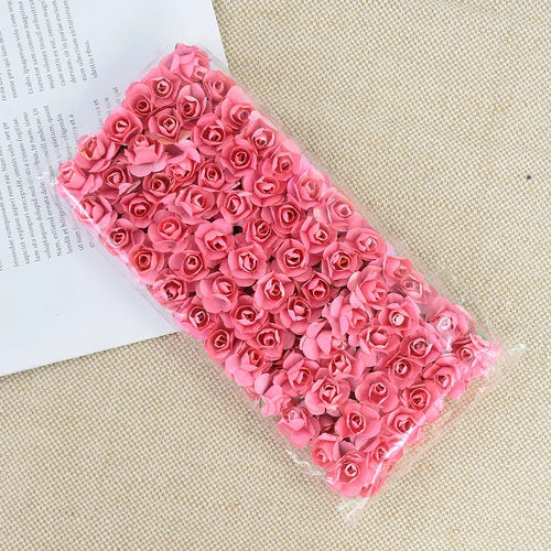 144pcs 2cm Artificial Mini Paper Rose Bouquet for Wedding Party