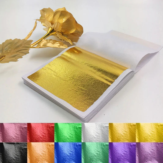 100 Sheets DIY Nail Gold Leaf Sheets Painting Gold Leaf Paper Art