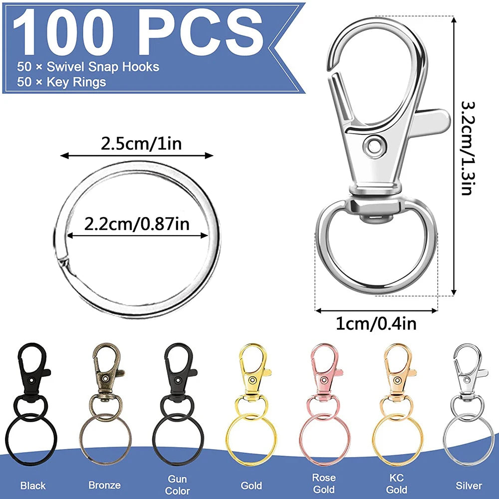 Swivel Clasps Lanyard Snap Hooks with Key Rings Key Chain Clip Hooks