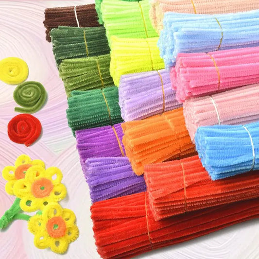 100pcs Chenille Stems Toys DIY Strips Twist Bar Anvil Wire Craft Pipe