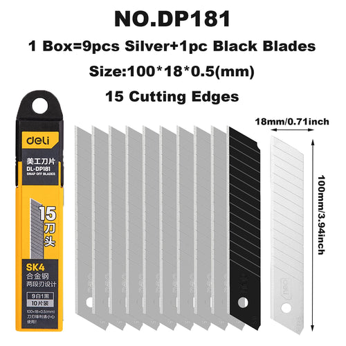 10PCS 18mm Utility Knife Replacement Blades, Snap-off Blades Fits18mm