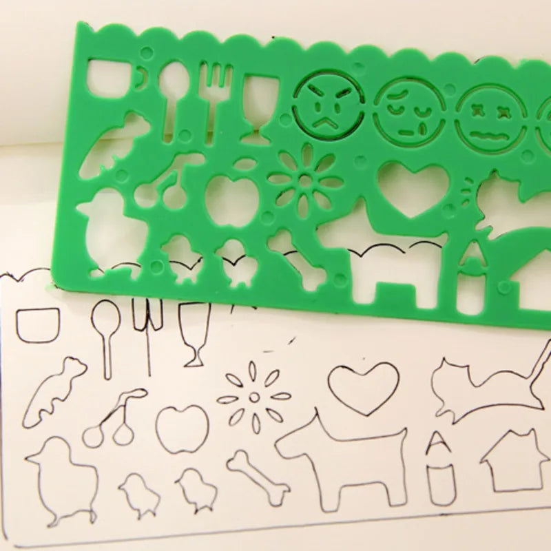 4PCS Kids Drawing Toys Painting Template Board Plastic Ruler Art Craft