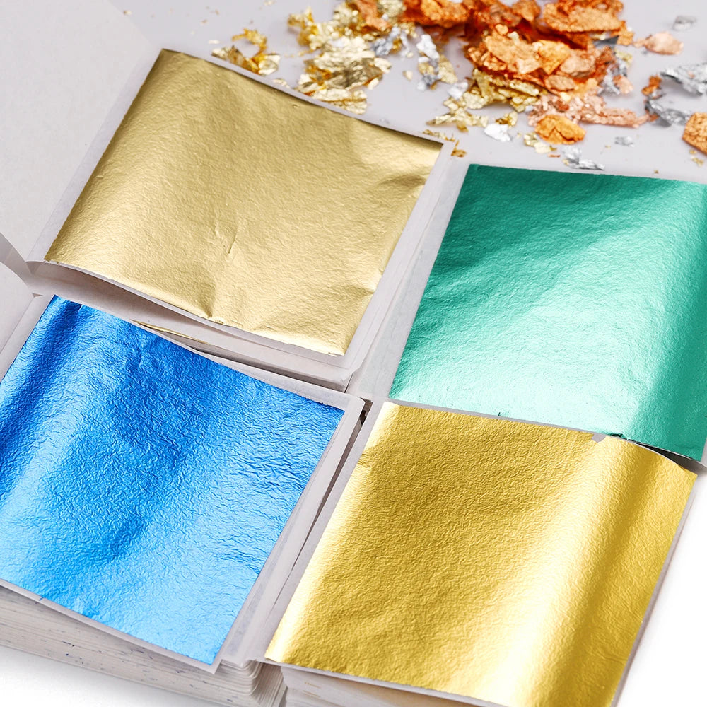100-200sheets Imitation Gold Foil Paper Leaf Gilding DIY Epoxy Resin