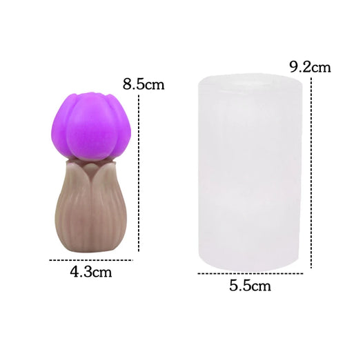 3D Tulip Bouquet Silicone Candle Molds Handmade Lavender Flower Soap
