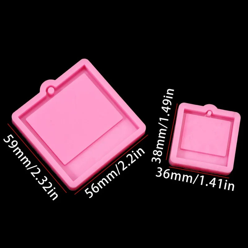 Photo Frame Epoxy Resin Keychain Mold Cat Dog Tag Pendant Silicone