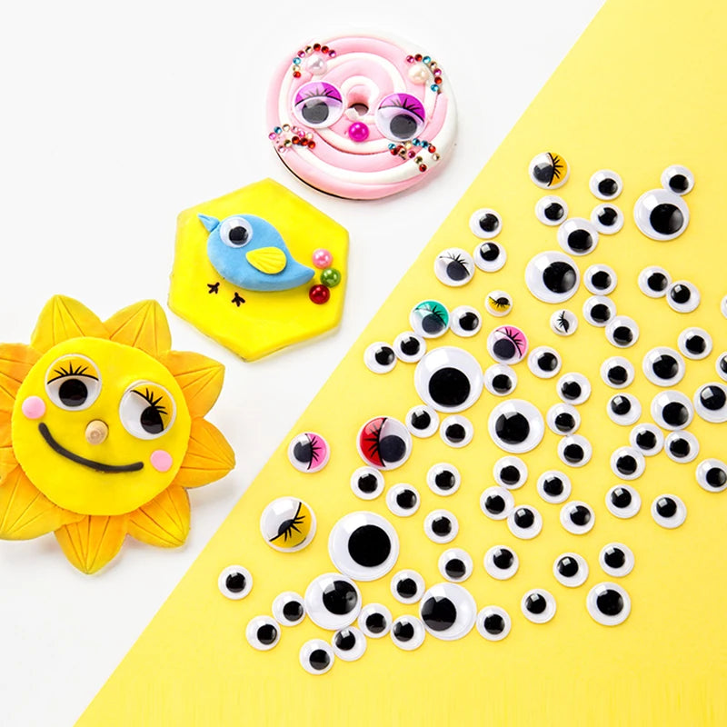 100pcs/200pcs Self-adhesive Googly Wiggle Eyes for DIY Scrapbooking