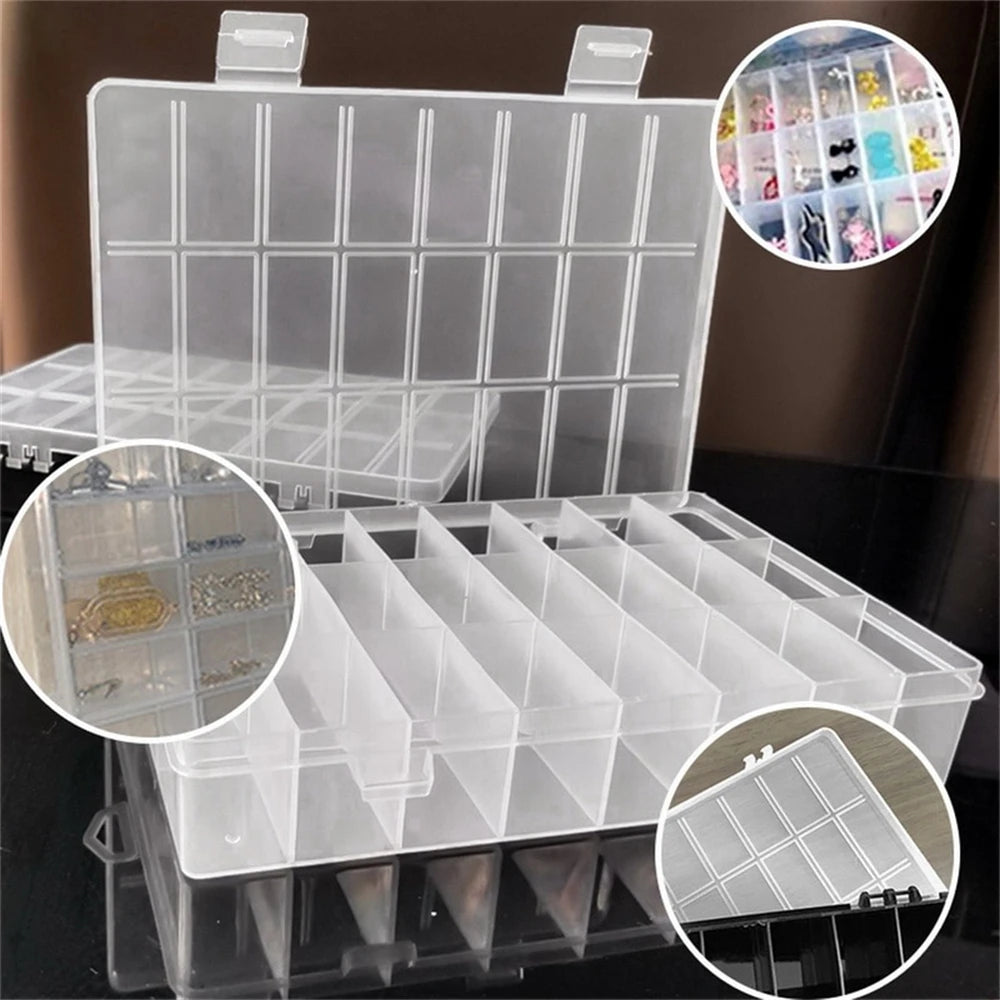 1Pack Plastic Storage Box 24 Grids Clear Plastic Organizer Box