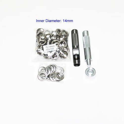4mm-14mm 100 Set Silver Eyelet and Eyelet Punch Die Tool Set Metal