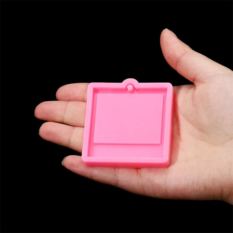Photo Frame Epoxy Resin Keychain Mold Cat Dog Tag Pendant Silicone