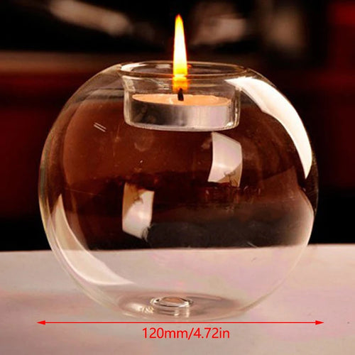 Round Clear Glass Candle Holder, Oil Lamp Candle Holder, Table