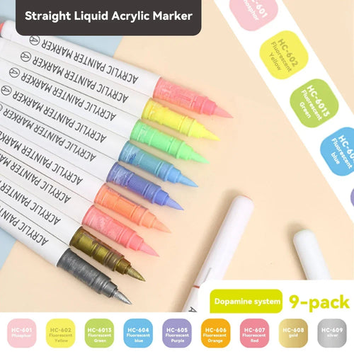 9pcs/Box Mix Color Acrylic Markers Set Art Rock Painting Pens Kids