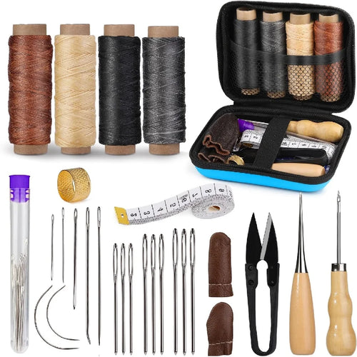 BUDDUR Leather Sewing Tools Kit With Waxed Thread And Needles Awl