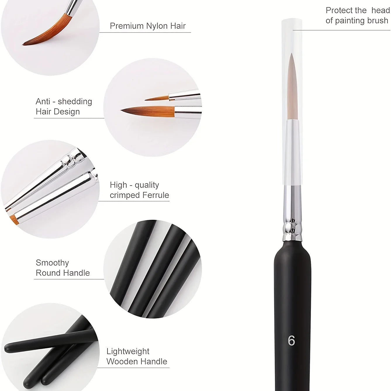 10pcs Miniature Paint Brushes, Detail Fine Tip Paint Brushes Set With