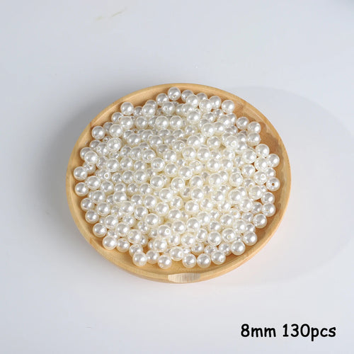 3-20mm 10-1000pcs straight hole ABS imitation pearl beige white