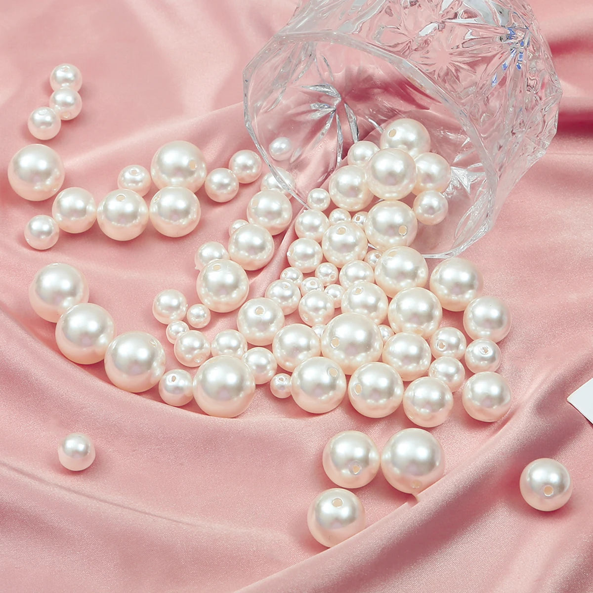 3-20mm 10-1000pcs straight hole ABS imitation pearl beige white