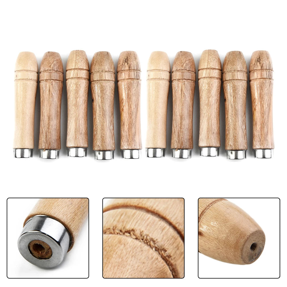 10pc Wooden File Handle Replacement Strong Metal Collar For File Craft