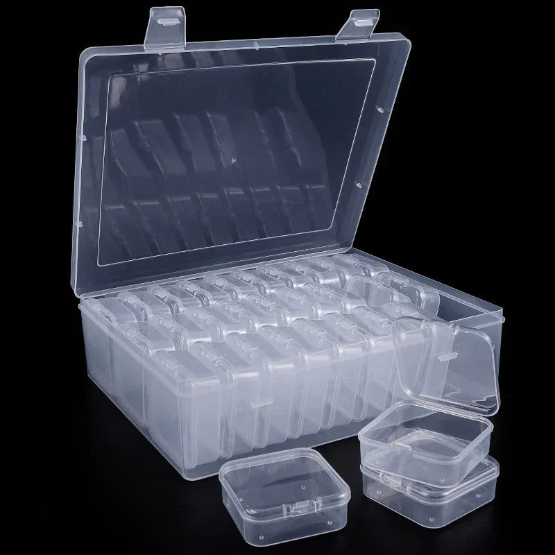 12/24/30Pcs Portable Organizer Box Small Clear Plastic Bead Storage