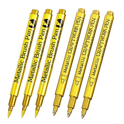 4/6pcs Waterproof Permanent Metallic Brush Paint Marker Pens DIY Resin