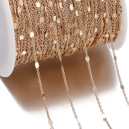 No Fade 2Meters Sequins Chain Necklace Gold Silver Chain Metal Copper