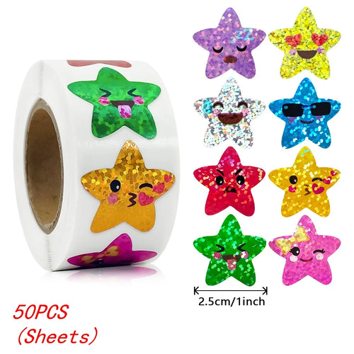 50-500pcs Colorful Star Stickers for Kids Reward School Classroom