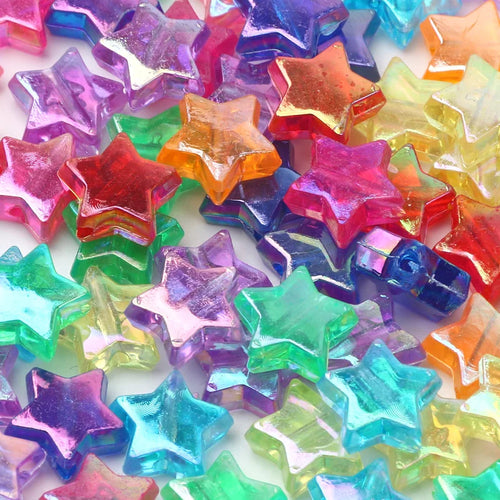 50pcs Transparent AB Color Five-pointed Star Acrylic Beads Loose
