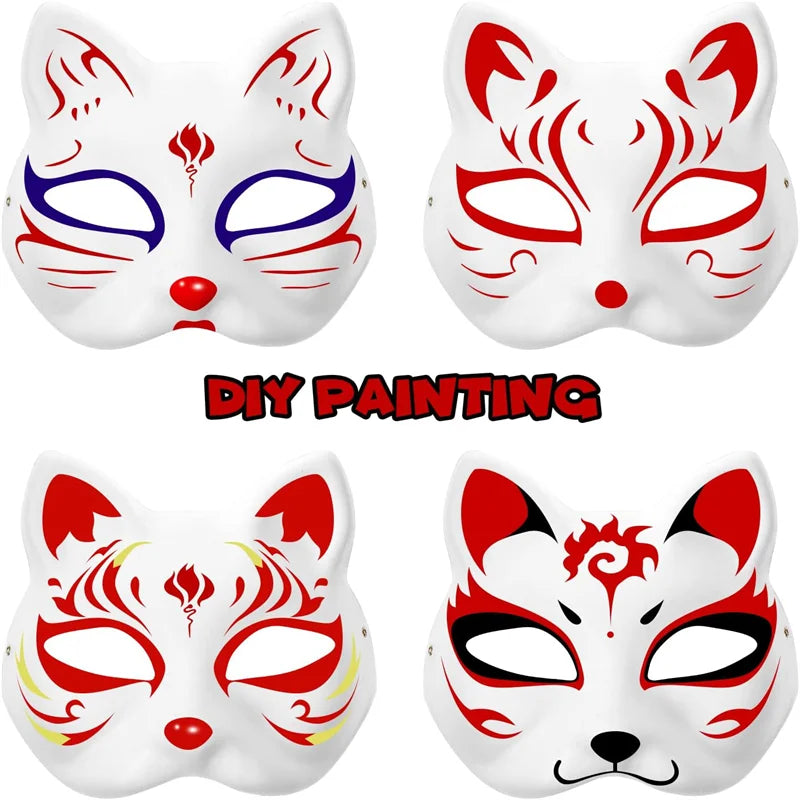 1-20pcs Japanese Mask Paper Blank Mask Halloween Cosplay Cat DIY
