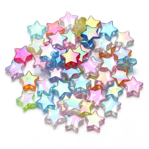100Pcs/Lot AB Color Acrylic Star Beads Loose Spacer Charms Bead for