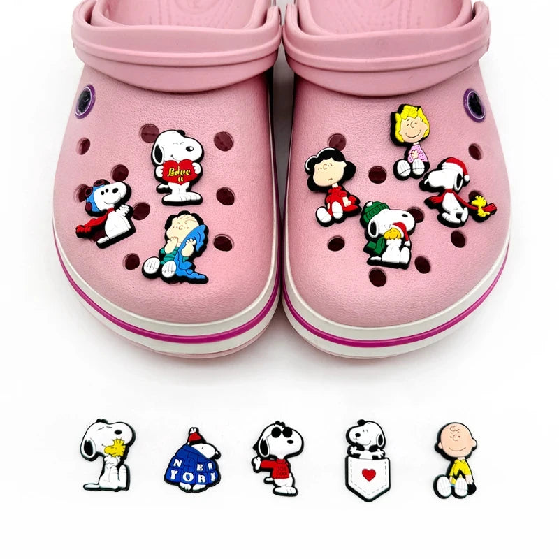 12-Pack SnoopyFashion Themed Shoe Charms Cartoon Kawaii Decoration