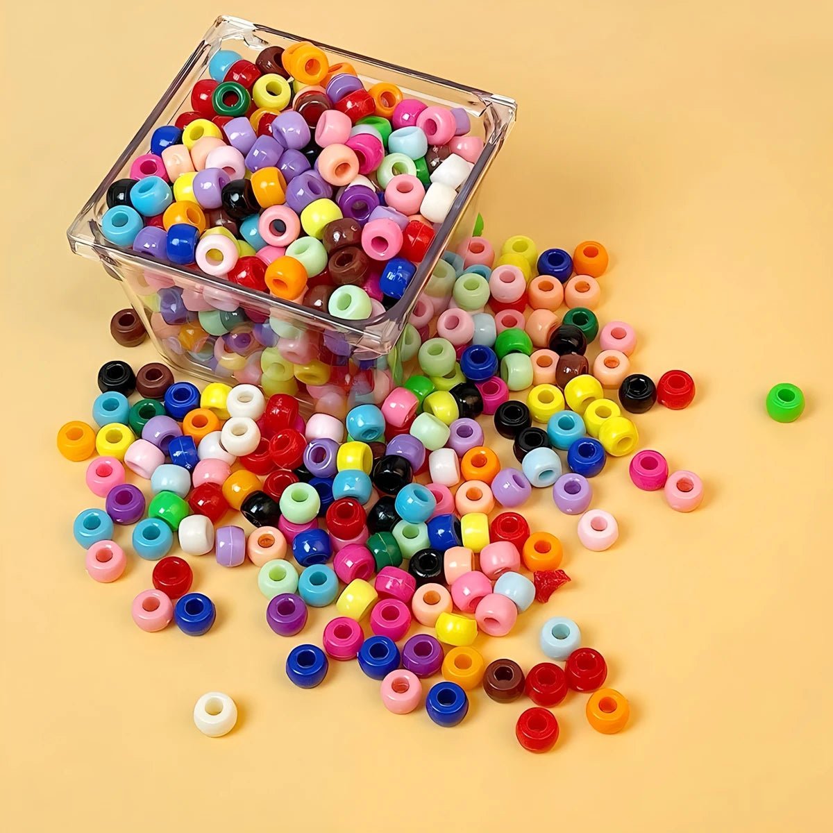 500pcs Pony Candy Colorful Plastic Beads For Jewelry Making DIY Hair