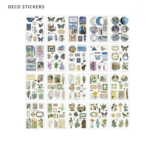 JIANQI 20 pcs PET Die cut Stickers book Plant Flower Label Decorative