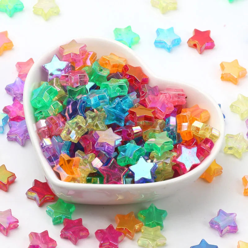 50pcs Transparent AB Color Five-pointed Star Acrylic Beads Loose