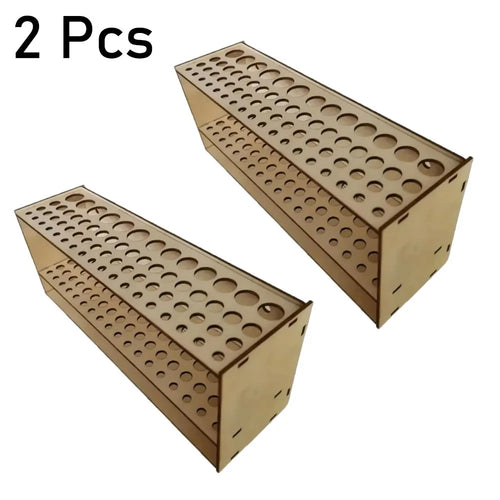 67-Slot Premium Wooden Brush Holder - Durable Artist Desk Organizer,