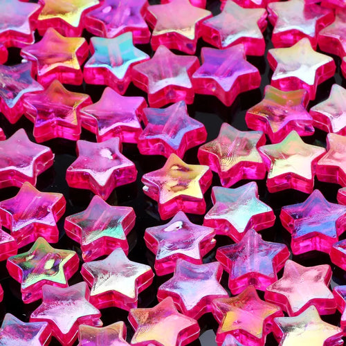 50pcs Transparent AB Color Five-pointed Star Acrylic Beads Loose