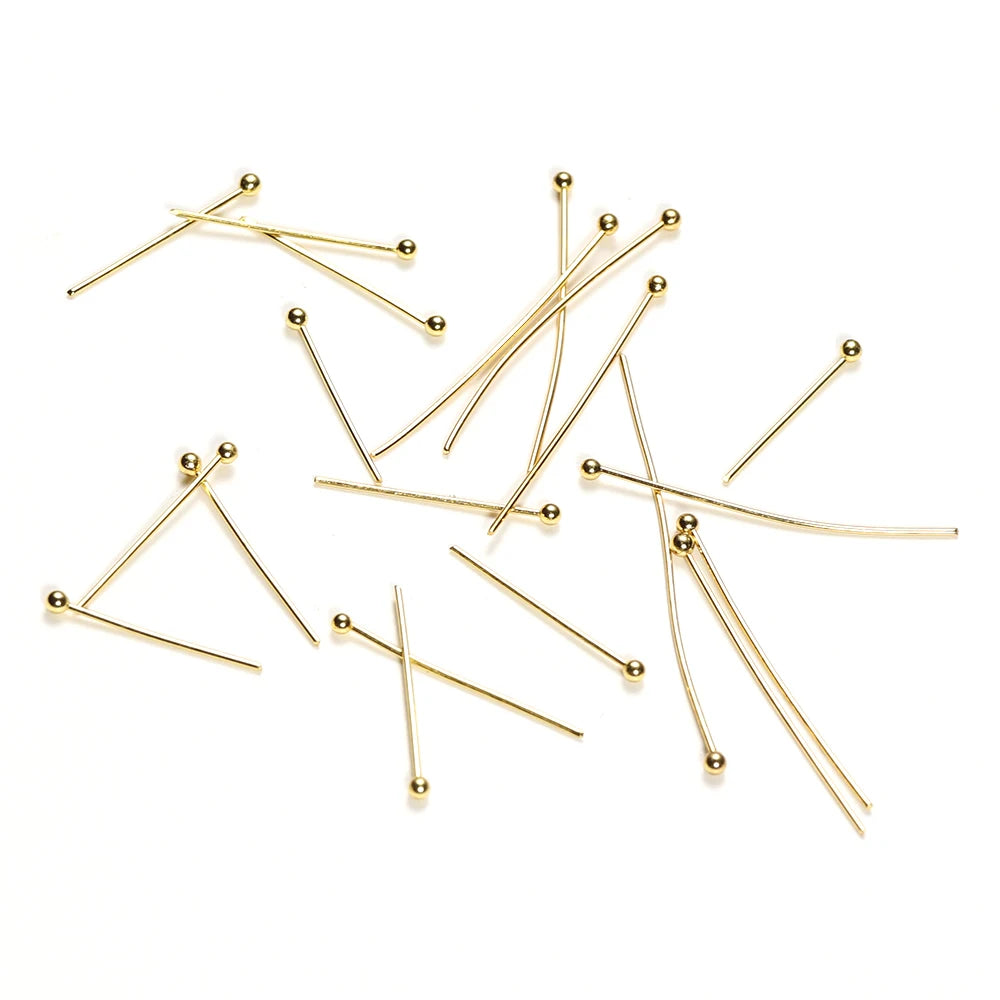 50Pcs 0.6mm Stainless Steel Water Gold Plated Head Pins DIY Earrings