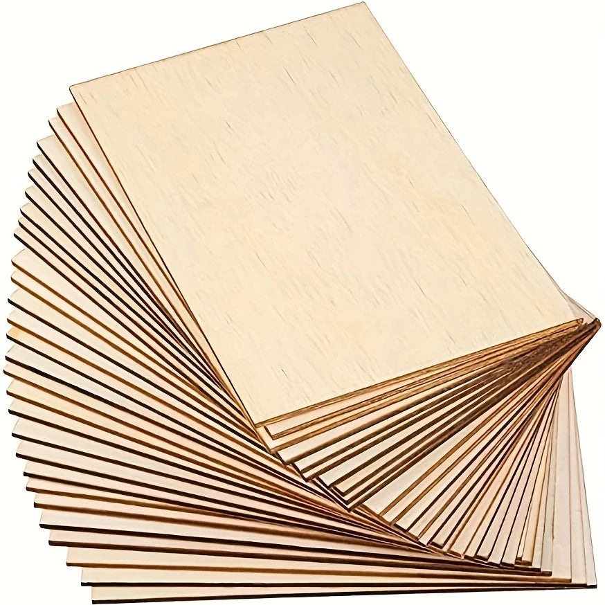 15Pcs 6X4in/15X10cm Rectangle Unfinished Wood Sheets for Crafts House