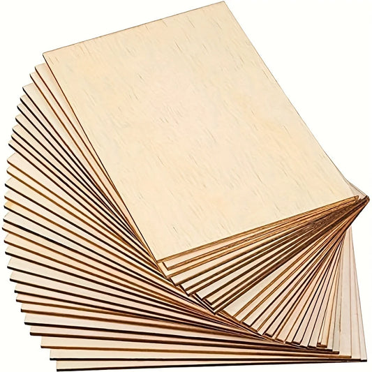 15Pcs 6X4in/15X10cm Rectangle Unfinished Wood Sheets for Crafts House