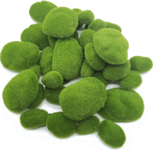 10Pcs Simulation Moss Stone Artificial Moss Rocks Ball Fake Green
