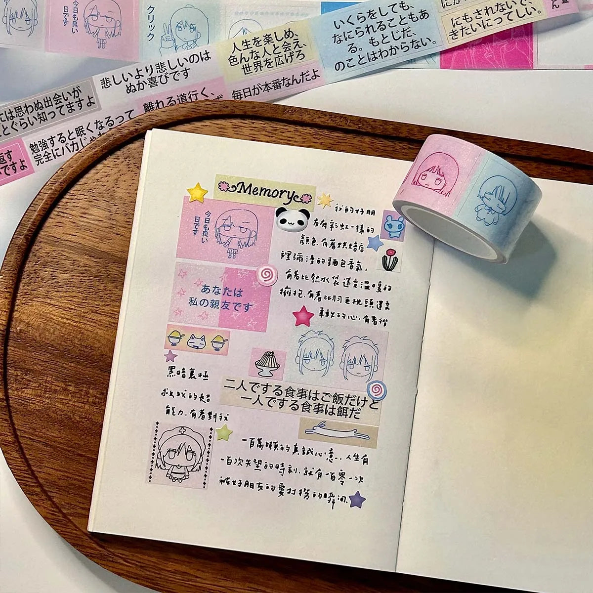 Kawaii Shiny PET Characters Washi Tape Deco Stickers for Scrapbooking