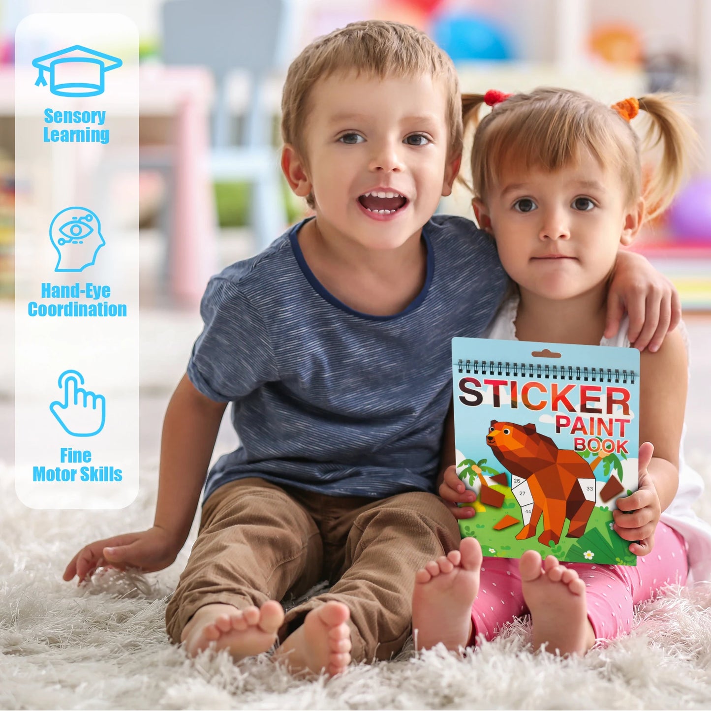 1PCS Sticker Book Crafts for Kids Ages 4-8, Sticker by Number for
