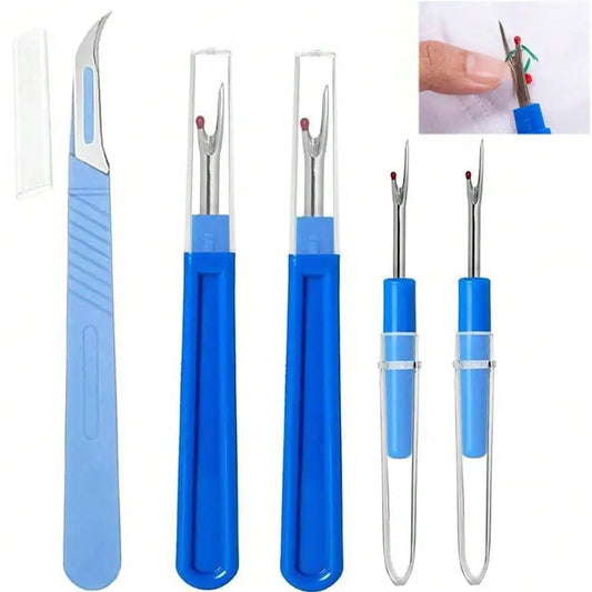 5PCS Sewing Seam Ripper Kit Blue Sewing Stitch Thread Unpicker Cutter