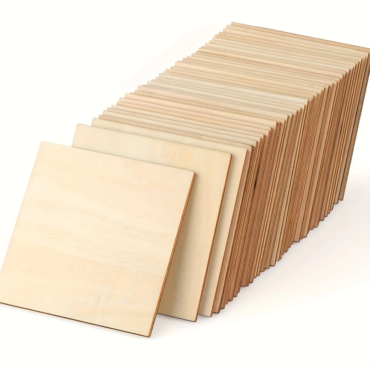 10Pcs Wood Square 4x4in Blank Wood Sheet for Crafts, Thin Unfinished