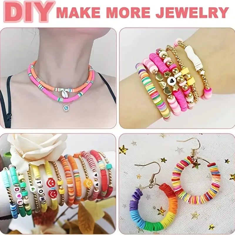 Polymer Clay Beads Set 6MM Rainbow Color Flat Chip Beads For Boho