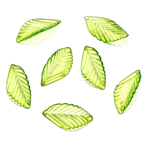 10-100pcs Green Acrylic Leaf Charms Leaves Beads Pendants For Diy